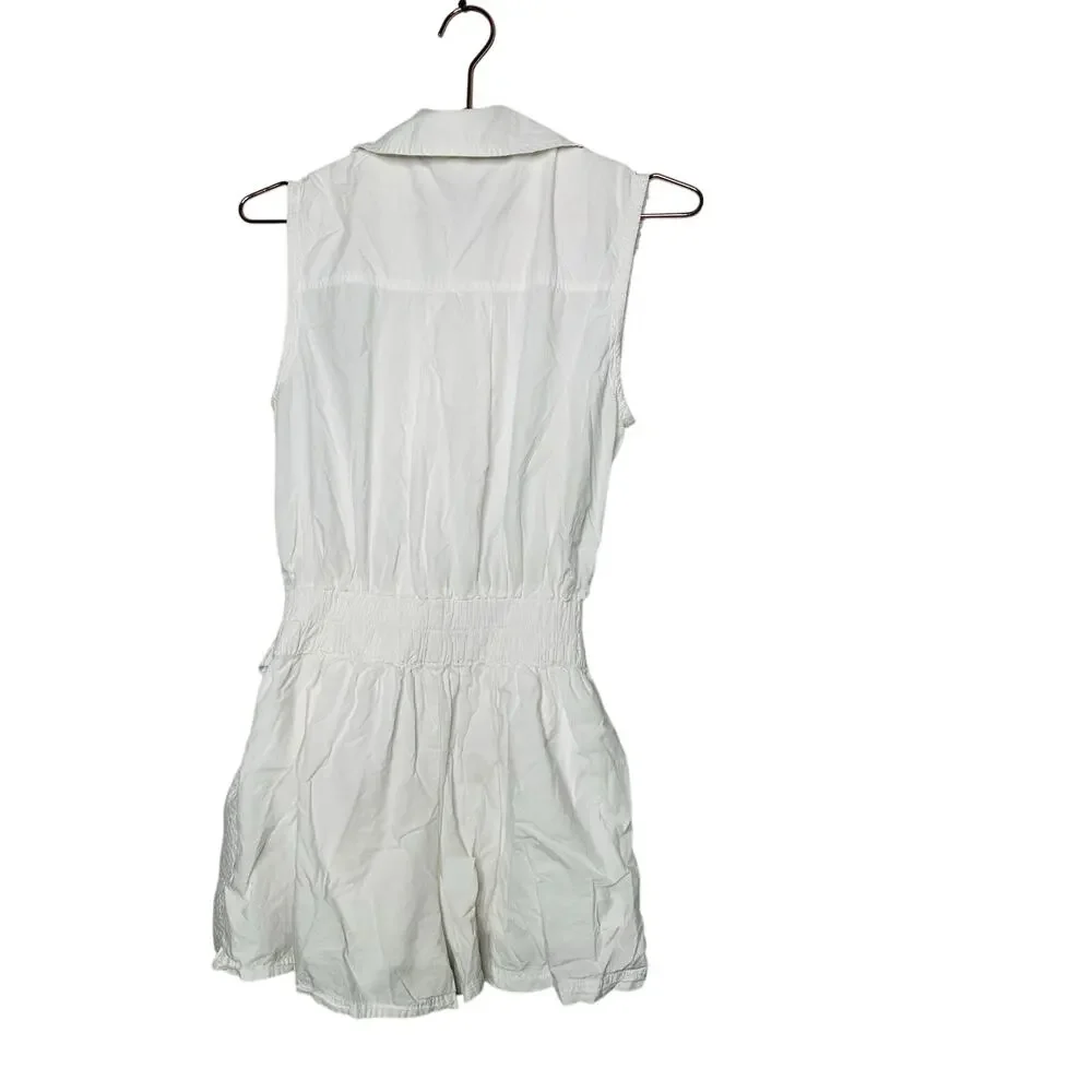 RAMY BROOK White 100% Cotton Collared Sleeveless Nyomi Romper Size XS